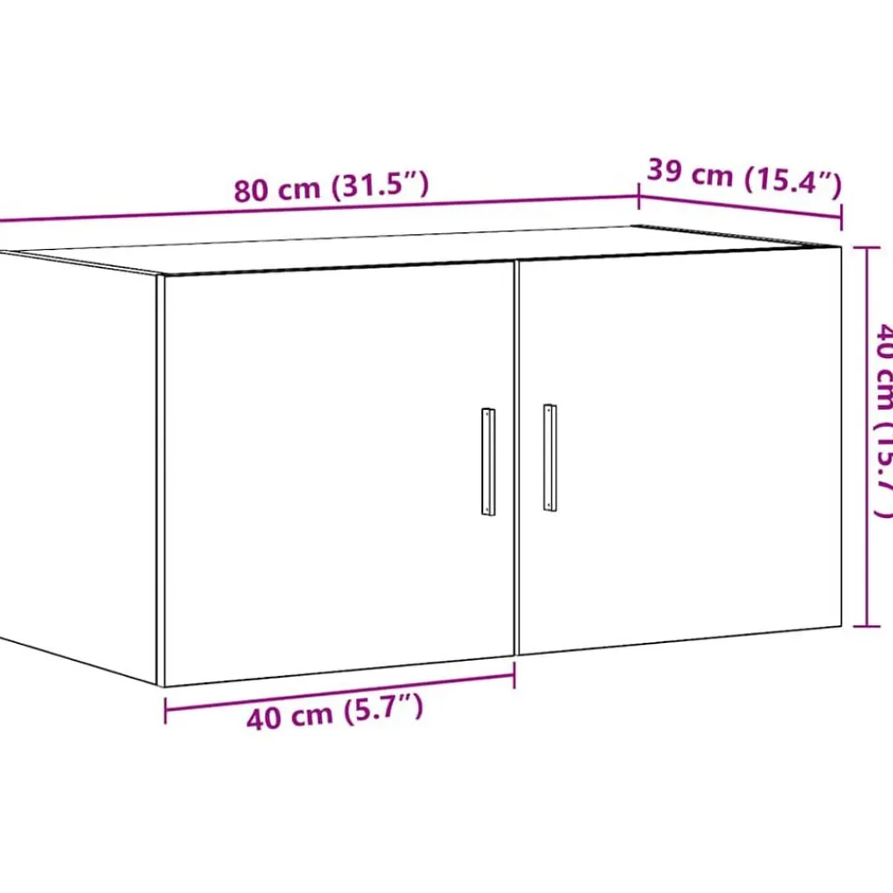 vidaXL Armario de pared de madera ingeniería 80x39x40 cm Roble negro Online