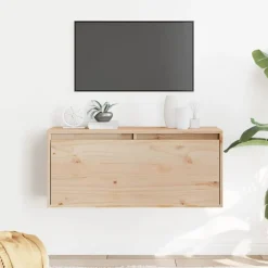 vidaXL Armario de pared de madera maciza de pino 80x30x35 cm Marr&oacute;n Discount