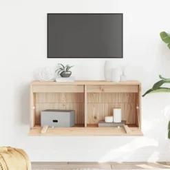 vidaXL Armario de pared de madera maciza de pino 80x30x35 cm Marrón Discount