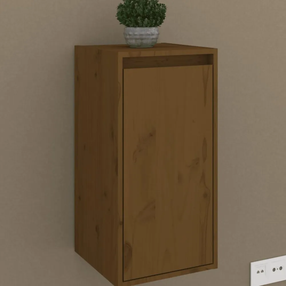 vidaXL Estanterías-Armario de pared madera maciza de pino marrón miel 30x30x60 cm