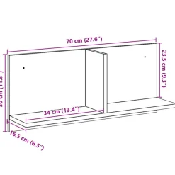 vidaXL Estanterías-Armario de pared madera ingeniería 70x16,5x30 cm