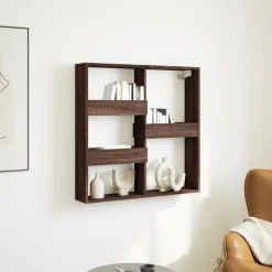 vidaXL Armario de pared madera de ingeniería marrón roble 80x15x80 cm Marr&oacute;n roble Outlet