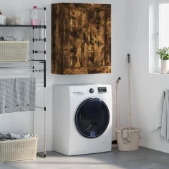 vidaXL Armario de pared madera ingeniería 69,5x34x90 cm Roble ahumado Hot
