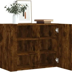 vidaXL Armario de pared madera de ingeniería 75x35x60 cm Roble ahumado Outlet