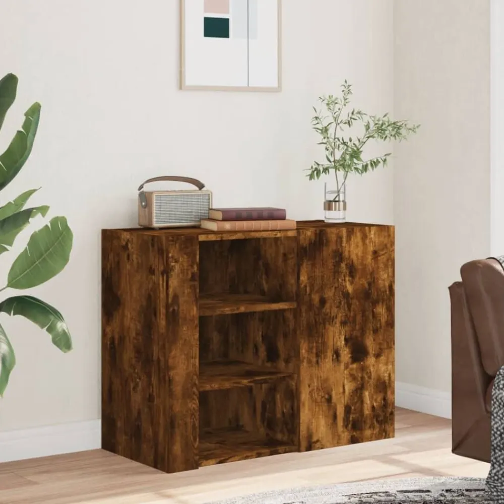 vidaXL Armario de pared madera de ingeniería 75x35x60 cm Roble ahumado Outlet