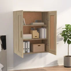 vidaXL Estanterías-Armario de pared madera ingeniería 69,5x32,5x90 cm