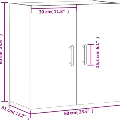 vidaXL Armario de pared madera de ingeniería 60x31x60 cm Gris sonoma New