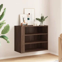 vidaXL Estanterías-Armario de pared madera de ingeniería marrón roble 75x35x60 cm
