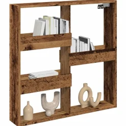 vidaXL Estanterías-Armario de pared madera ingeniería madera envejecida 80x15x80cm