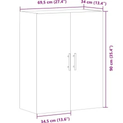 vidaXL Armarios Y Almacenamiento-Armario de pared madera de ingeniería envejecida 69,5x34x90 cm