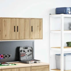 vidaXL Almacenamiento Industrial-Armario de pared para garaje madera ingeniería artesanal roble