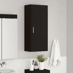 vidaXL Armario de pared para baño TULUM 37 x 24,5 x 86 cm Negro Discount