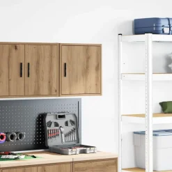 vidaXL Almacenamiento Industrial-Armario de pared para garaje madera ingeniería artesanal roble