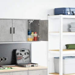 vidaXL Almacenamiento Industrial-Armario de pared para garaje madera de ingeniería gris hormigón