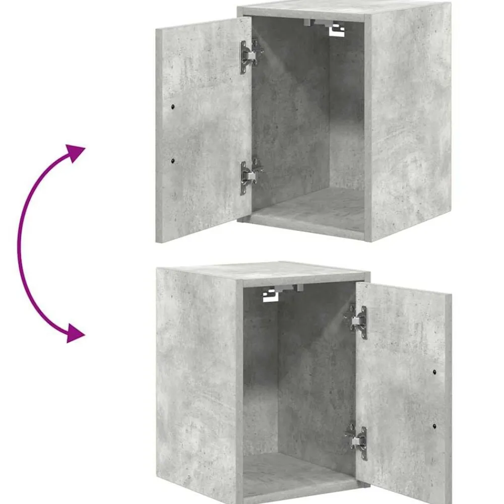 vidaXL Almacenamiento Industrial-Armario de pared para garaje madera de ingeniería gris hormigón