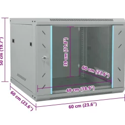 vidaXL Armario de red con almacenamiento 60 x 60 x 50 cm Acero Gris Outlet