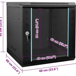 vidaXL Armario de red con almacenamiento 53 x 60 x 60 cm Acero Negro Hot