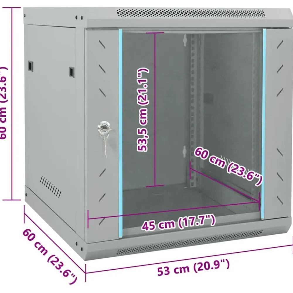 vidaXL Electrónica-Armario de red con almacenamiento 53 x 60 x 60 cm Acero