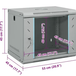 vidaXL Electrónica-Armario de red con almacenamiento 53 x 45 x 45 cm Acero