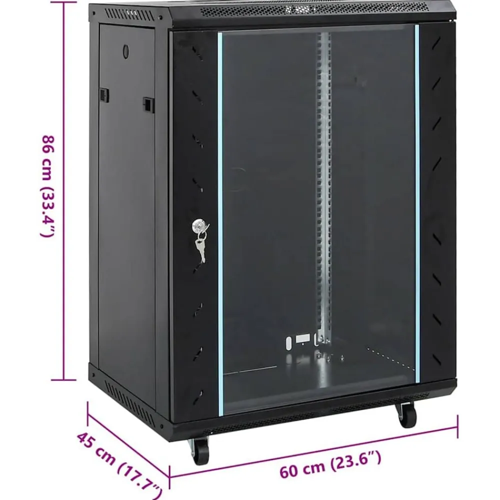 vidaXL Armario de red 15U con patas giratorias, 19", IP20, 60 x 45 x 86 cm Negro Online