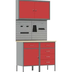 vidaXL Accesorios De Bricolaje-Armario de trabajo 5 pcs Madera Ingenierizada y Acero
