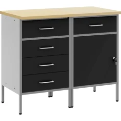 vidaXL Armario de trabajo 2 pcs y Gris 100 x 55 x 85 cm Negro Discount