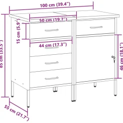 vidaXL Armario de trabajo 2 pcs y Gris 100 x 55 x 85 cm Negro Discount