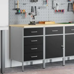 vidaXL Armario de trabajo 2 pcs y Gris 100 x 55 x 85 cm Negro Discount