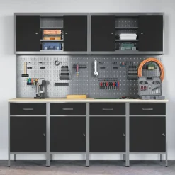 vidaXL Accesorios De Bricolaje-Armario de trabajo 10 pcs Madera Ingenierizada y Acero