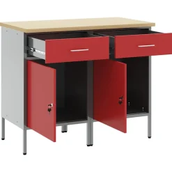 vidaXL Accesorios De Bricolaje-Armario de trabajo con cajón 2 pcs y Gris 100 x 55 x 85 cm