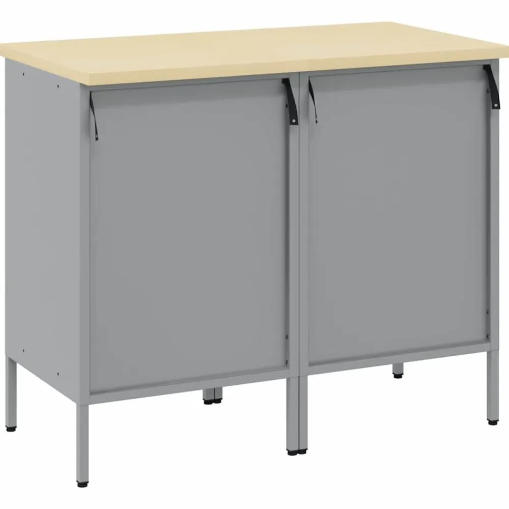 vidaXL Accesorios De Bricolaje-Armario de trabajo con cajón 2 pcs y Gris 100 x 55 x 85 cm