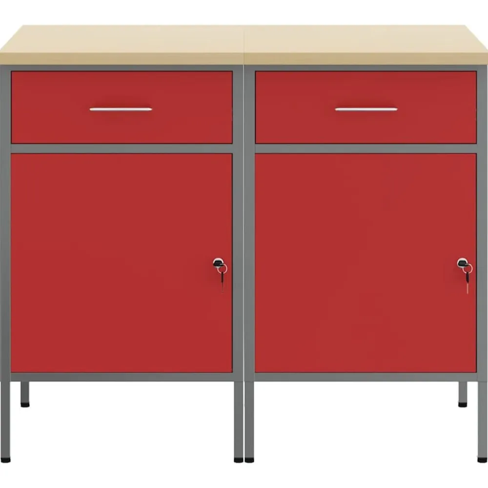 vidaXL Accesorios De Bricolaje-Armario de trabajo con cajón 2 pcs y Gris 100 x 55 x 85 cm