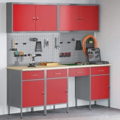 vidaXL Accesorios De Bricolaje-Armario de trabajo 10 pcs Madera Ingenierizada y Acero