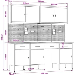 vidaXL Accesorios De Bricolaje-Armario de trabajo 10 pcs Madera Ingenierizada y Acero