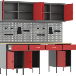 vidaXL Accesorios De Bricolaje-Armario de trabajo 10 pcs Madera Ingenierizada y Acero