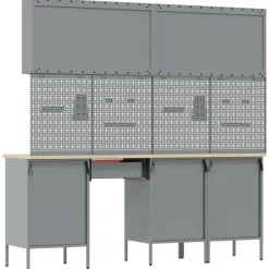 vidaXL Accesorios De Bricolaje-Armario de trabajo 10 pcs Madera Ingenierizada y Acero