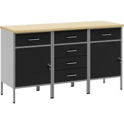 vidaXL Armario de trabajo 3 pcs y Gris 150 x 55 x 85 cm Negro Clearance