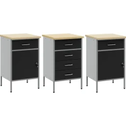 vidaXL Armario de trabajo 3 pcs y Gris 150 x 55 x 85 cm Negro Clearance