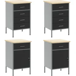 vidaXL Armario de trabajo 10 pcs Madera Ingenierizada y Acero Negro Hot