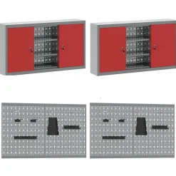 vidaXL Armario de trabajo 10 pcs Madera Ingenierizada y Acero Rojo Sale