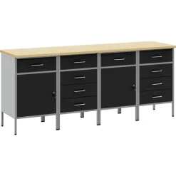 vidaXL Armario de trabajo 4 pcs y Gris 200 x 55 x 85 cm Negro Online