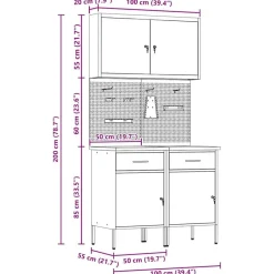vidaXL Accesorios De Bricolaje-Armario de trabajo 5 pcs Madera Ingenierizada y Acero