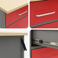 vidaXL Accesorios De Bricolaje-Armario de trabajo 5 pcs Madera Ingenierizada y Acero