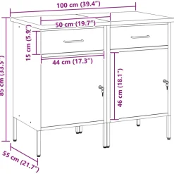 vidaXL Armario de trabajo 2 pcs y Gris 100 x 55 x 85 cm Negro Online