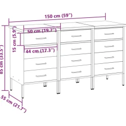 vidaXL Accesorios De Bricolaje-Armario de trabajo 3 pcs y Gris 150 x 55 x 85 cm