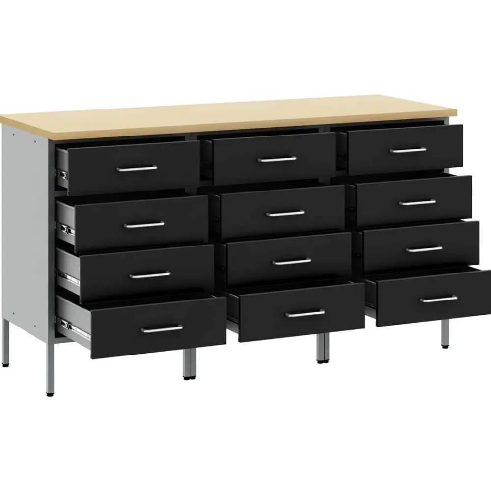vidaXL Accesorios De Bricolaje-Armario de trabajo 3 pcs y Gris 150 x 55 x 85 cm
