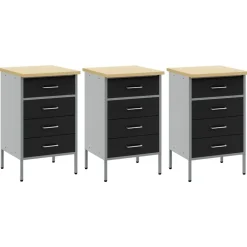 vidaXL Accesorios De Bricolaje-Armario de trabajo 3 pcs y Gris 150 x 55 x 85 cm