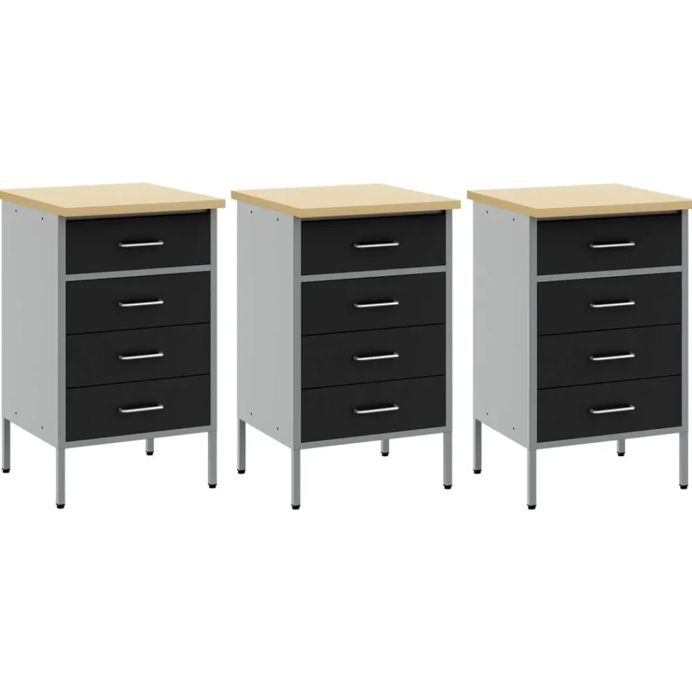 vidaXL Accesorios De Bricolaje-Armario de trabajo 3 pcs y Gris 150 x 55 x 85 cm