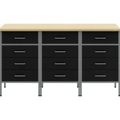 vidaXL Accesorios De Bricolaje-Armario de trabajo 3 pcs y Gris 150 x 55 x 85 cm