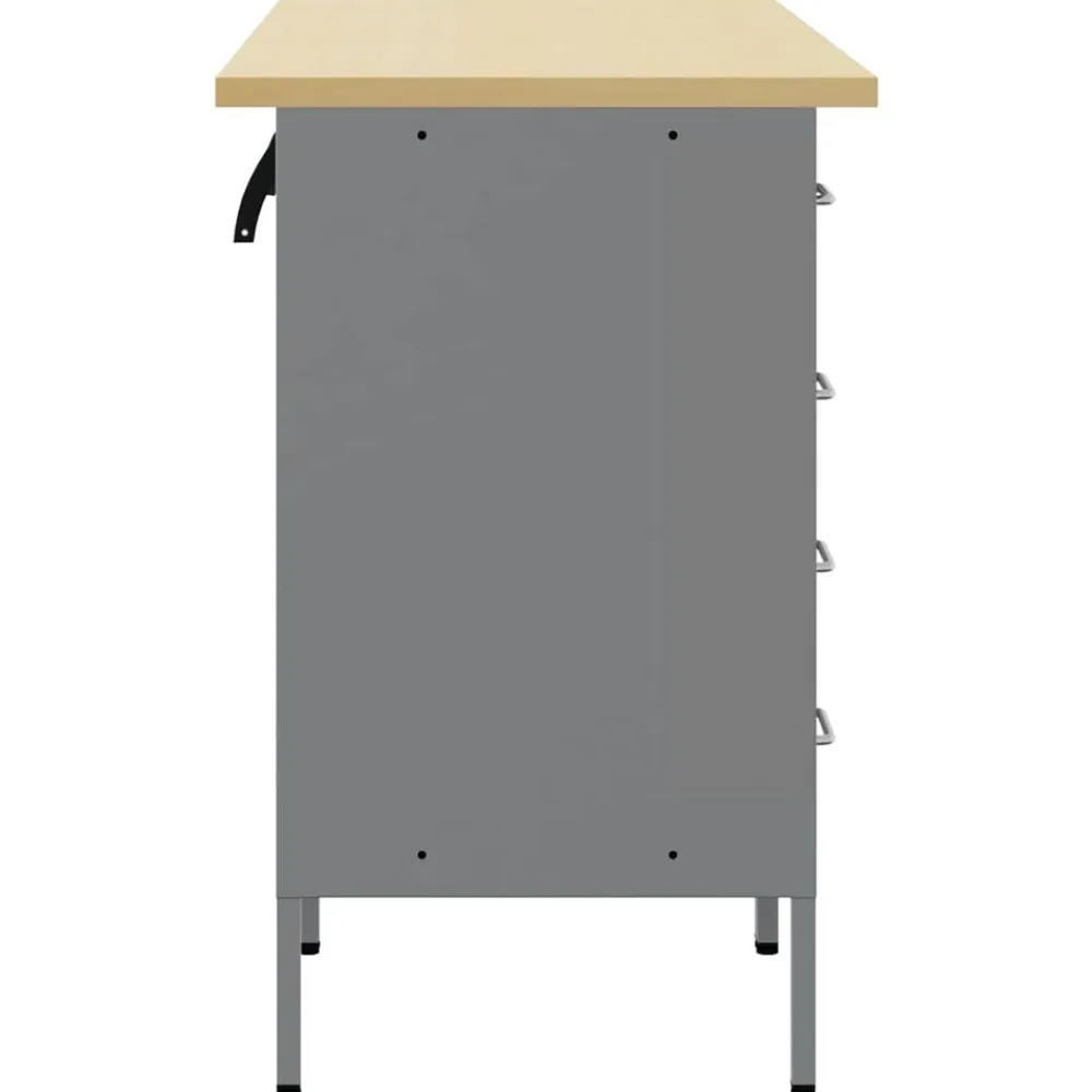 vidaXL Accesorios De Bricolaje-Armario de trabajo 3 pcs y Gris 150 x 55 x 85 cm